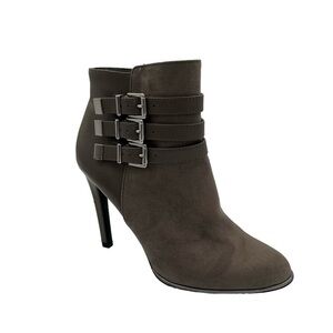 Sam & Libby Triple Gray Buckle Heeled Ankle Bootie Women's Size 7